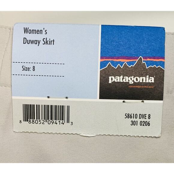 PATAGONIA Duway Skirt 8 Dove Grey Skort Built-In Shorts Zip Side Vents 58610 NWT - Picture 3 of 8